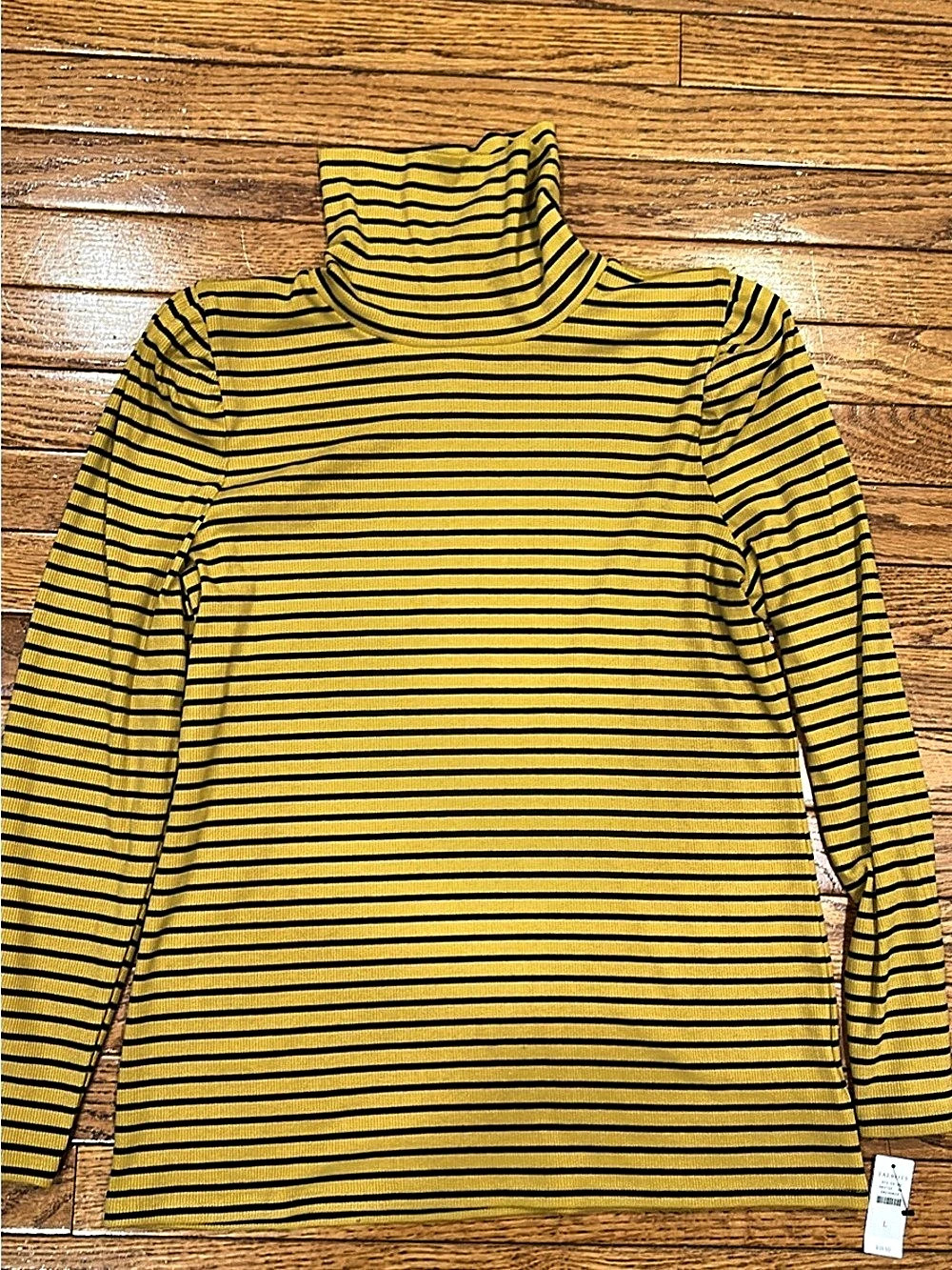 Talbots Striped Turtleneck Top Yellow & Black Large NWT